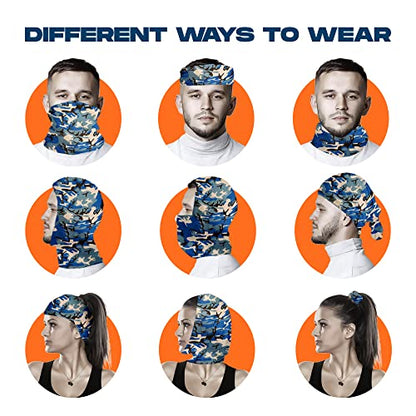 ARMORAY Face Mask Washable & Reusable Balaclava Neck Gaiter-Sun Protection Bandana Scarf Masks for Men & Women Hiking Fishing - color: Blue Camo