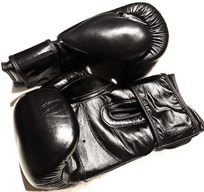 Top Grade Leather Boxing Gloves for Men and Women - Muay Thai Training Kickboxing Fighting Multi Layer Foam Sparring Gloves - Safety Strap Boxing Gloves with Black Palm 20oz, 22oz, 24oz - size: 24oz