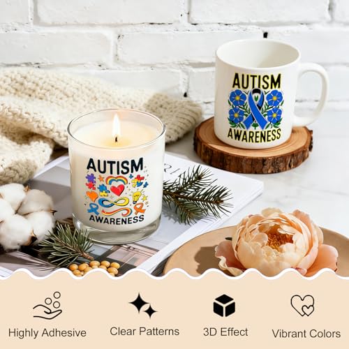 UV DTF Cup Wrap Transfer Stickers, 2 Sheets Autism Quotes Rub On Transfers for Tumblers Glass Cups Mugs Water Bottles - style: Autism Quotes