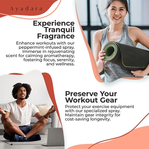 Ayadara Yoga Mat Cleaner Spray, Cleaning Spray for Yoga Accessories, All Purpose Mat Spray for Gym Equipment, Workout Mat Spray With Tea Tree Oil, Yoga Mat Spray Cleaner, 1000 Sprays per Bottle 2-Pack