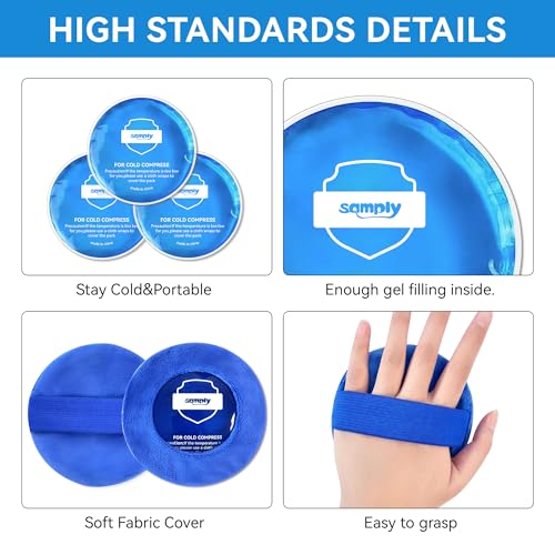 samply Small Gel Ice Packs, 4 Mini Reusable Cold Packs with 2 Covers - color: Dark Blue