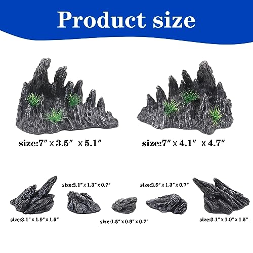 Fish Tank Decor Rocks Aquarium Ornaments, Jagged Canyon Rock Formation Aquarium Decoration Model Kits, Suitable for a Variety of Fish Tank Scenes