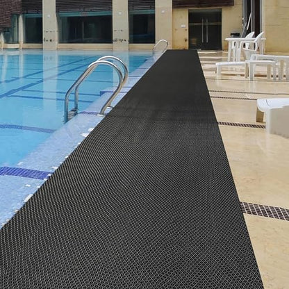 PVC Drainage Floor Mat Non-Slip Commercial Wet Area Mat for Outdoor and Indoor Restaurant Kitchen Bar Swimming Pool Splash Matting Water Drain Flooring Mat (Black, 4FTX16.4FT)