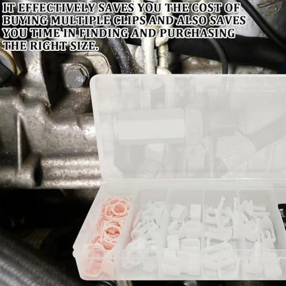 70PCS Car Fuel Line Clips, 3/8" 5/16" Durable Fuels Hose Retainer Clips, 7 Size Nylon Fuel Line Repair Kit, Auto Retainer Clip Replacement Kit Compatible with Ford GM Chrysler