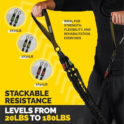 Tube Resistance Bands Set with Handles, Bar, Ankle Straps and Door Anchor - color: Green