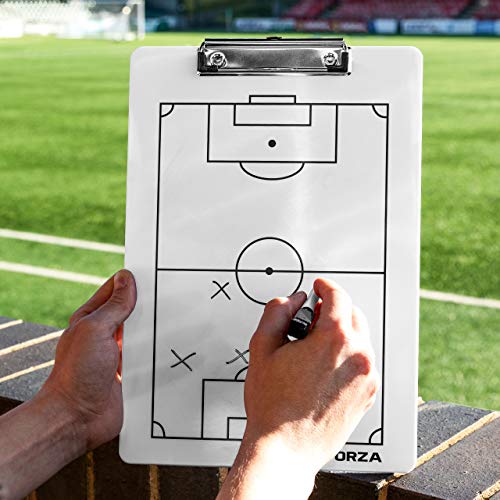 FORZA Dry Erase Coaches Clipboard [13 Sport Options] - Wipe Clean Tactics Whiteboard (Soccer)