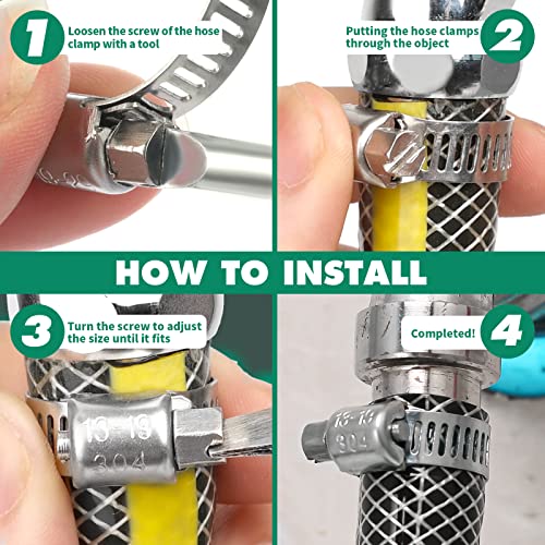 15PCS Hose Clamps Stainless Steel Adjustable 9/16"– 1-1/16"(14-27mm) Worm Gear Hose Clamp, Heavy Duty Metal Small Hose Clamps for Automotive, Pipe, Radiator Plumbing, Fuel Line - size: 9/16"-1-1/16"(14-27mm)