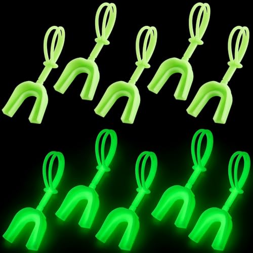 Dunzy 10 Pcs Football Mouth Guard with Strap - color: Glowing Green, size: Adult