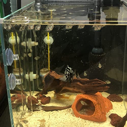 200mm Glass Aquarium Shrimp Feeding Tube Aquarium Clear Fish Food Feeder Tube for Fish Tank with 2pcs Suction Cups - size: 200mm