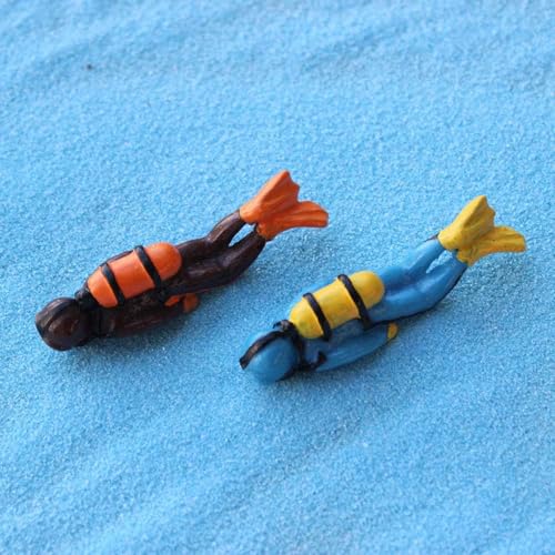 Blue Miniature Divers Figurines, Cute Lifelike Resin Divers Treasure Box Ornament Aquarium Decoration Micro Landscape DIY Accessories Fish and Aquatic Pets(Diver)
