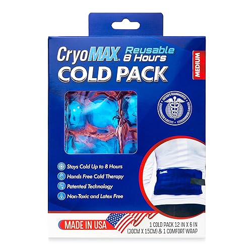Cryo-Max Cold Pack, 8 Hour Reusable Cold Therapy Ice Pack for Elbows, Knees, Neck + More, Medium, 6" x 12" (1 Count) - size: 1 Count (Pack of 1), style: Medium