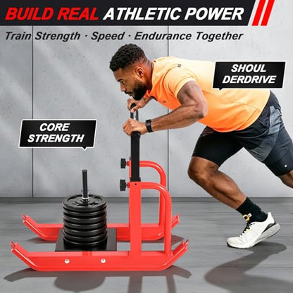 Heavy-Duty Training Sled, 5-Level Height Adjustment, Push/Pull Dual-Use