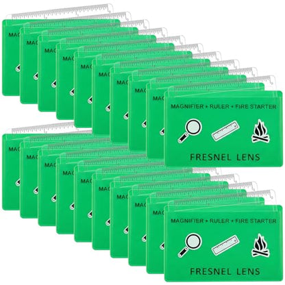 Frienda 50 Pcs Pocket Magnifying Glass 4X Fresnel Lens Credit Card Pocket Magnifier Plastic Ruler Starting Fire Emergency Bushcraft Outdoor Survival Leisure for Classroom Home Office (Green) - color: Green