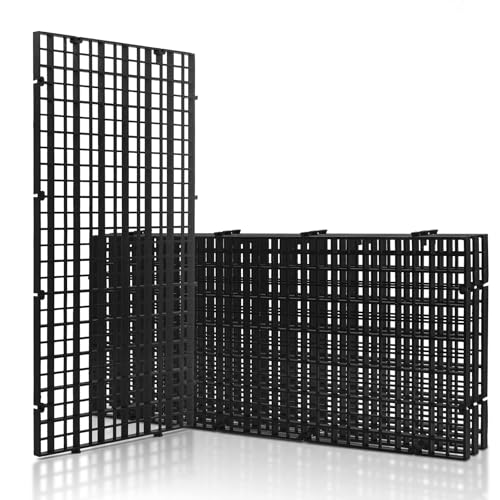 LINLAN 4 Pieces 5.9x11.8in (15X30cm) Aquarium Grid Plastic, Fish Tank Divider, Egg Crate for DIY Filtration and Bottom Protection in Aquascaping (Black-No Accessories) - color: Black, size: S