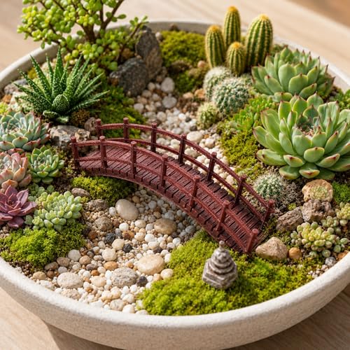 LOGOFUN Miniature Arch Bridge Plastic Chinese Bonsai Bridge Model | Plastic bridge model decorates bonsai pots, micro landscapes, fish tanks and garden craft scenes.