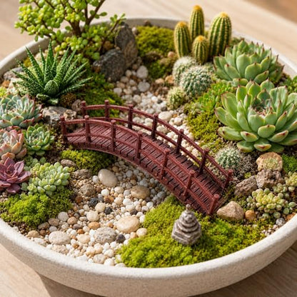 LOGOFUN Miniature Arch Bridge Plastic Chinese Bonsai Bridge Model | Plastic bridge model decorates bonsai pots, micro landscapes, fish tanks and garden craft scenes.