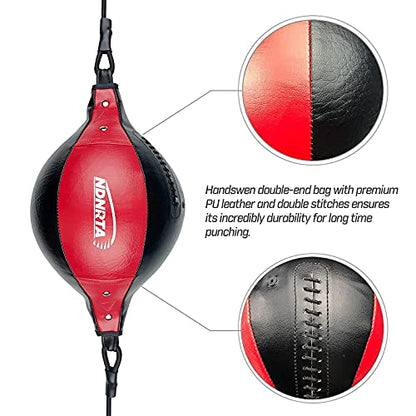 Double End Bag, (Classic Style Upgraded),Improve Reaction Speed, Boxing Equipment, Durable, Double End Punching Bags, Home Gym, Floor to Ceiling, for Boxing (Shipped from the U.S) - color: Black Red