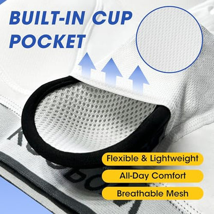 Youth Boys Padded Compression Sliding Shorts Pants With Soft Cup & Pocket - color: White-0933w, size: Medium