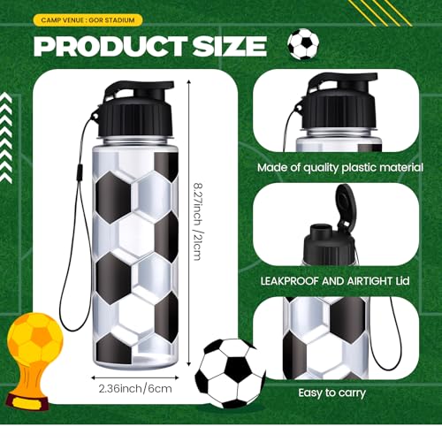 Mifoci 20 Pcs Sports Water Bottle Bulk, Soccer, Black and Clear - color: Black and Clear, size: Soccer