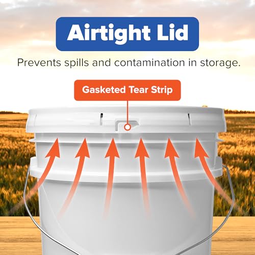 5 Gallon Bucket - Food Grade Bucket with Airtight Gasketed Tear Strip Lid, BPA-Free, Heavy-Duty 90 Mil HDPE Plastic Pail, Bulk Storage, Durable Container, Made in USA - White, 120 Packs - color: White, size: 120 Packs