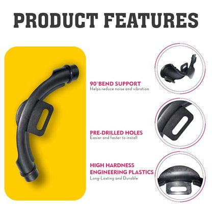 10 Pcs 3/8" - 1/2" Pex 90 Degree Elbow Plastic Tubing Bend Support With 20Pcs Half Clamp Fixture J-Hook,Elbow 90 Degree Pipe Fitting Kit Black,For 1/2 Inch Pex Tubing/Pipe Support