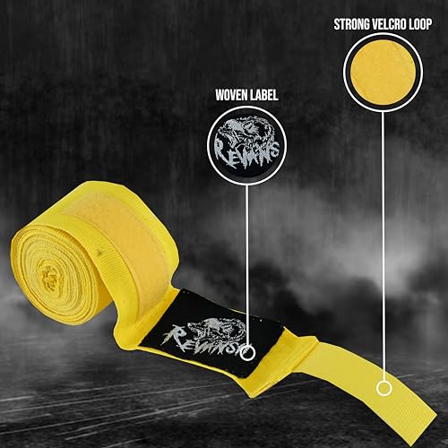 Sports 180-Inch Mexican Style Hand Wraps – Elasticated for Boxing, MMA, Kickboxing, Muay Thai & Martial Arts | Men & Women - color: Yellow