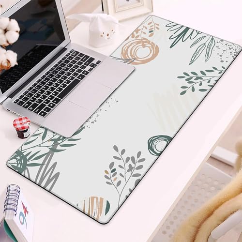 Desk Mat, Abstract Boho Leaves Large Extended Gaming Mouse Pad,Waterproof Non-Slip Rubber Base and Stitched Edges Desk Pad for Work Game Office Home 35.4x15.7in - color: Colour1