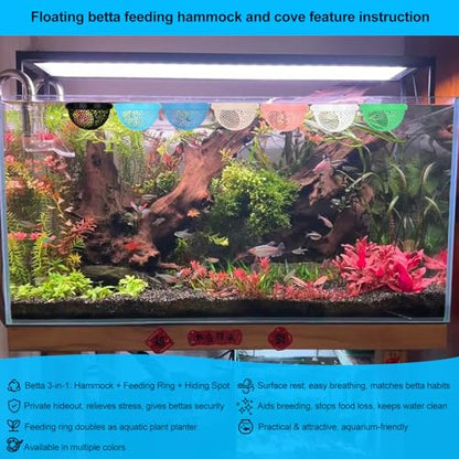 2pcs White Floating Betta Fish Hammock Bed,Beta Hide Cave and Resting Spot,Fish Tank Accessories Decor Toy,Betta Fish Feeding Ring for Aquarium,Shrimp Betta Log Bed(White, 1pcs Big and 1pcs Small)