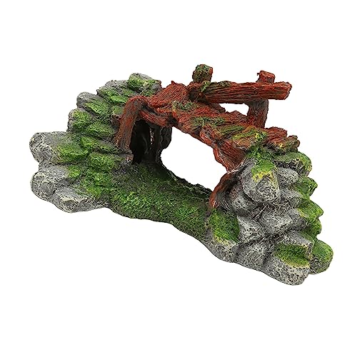 Aquarium Bridge Decoration, 18x10x9cm, Non Resin, Safe for Freshwater and Saltwater, Realistic Design, Compact and Easy to Clean, for Fish Pets