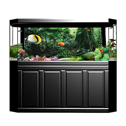 TOPINCN 3D Effect Rainforest Poster Self-Adhesive PVC Aquarium Fish Backdrop Mural Decorative Reptile Terrarium Wallpaper Living Room Sofa TV Background Photo Wallpaper(61 * 41cm)