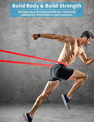 Pull Up Bands, Resistance Bands Set, Exercise Workout Bands for Men & Women, Ideal for Body Stretching, Physical Therapy and Muscle Training - color: Red&Black