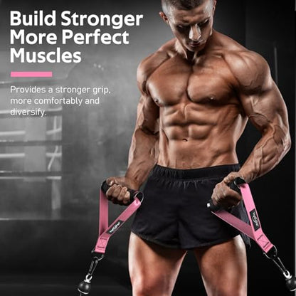 Exercise Handles, Cable Machine Handles for Gym Cable Attachments Training - color: Pink