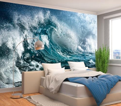 Cliouar-Ocean Wave Mural Wallpaper Peel and Stick 90" x 67"
