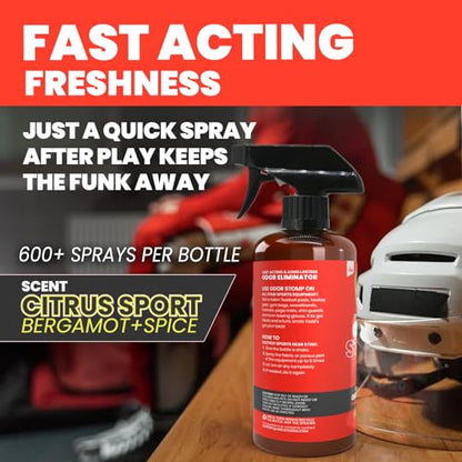 Odor Stomp Sports Equipment Odor Eliminator Spray, Enzyme-Powered, 16 Oz