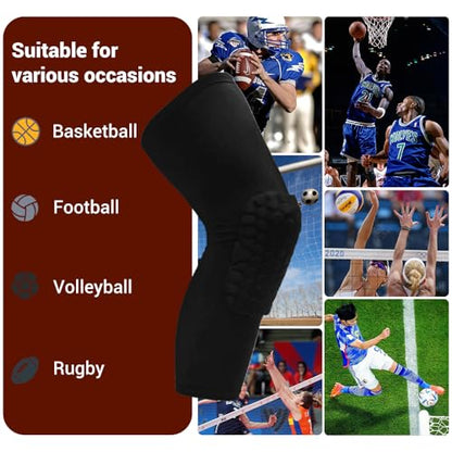 PISIQI Knee Pads Compression Pads Long Leg Sleeve Collision Avoidance Brace Protection Knee Sleeve for Basketball Football Volleyball Cycling (1 Pair) - color: Ni Cai Black, size: X-Large