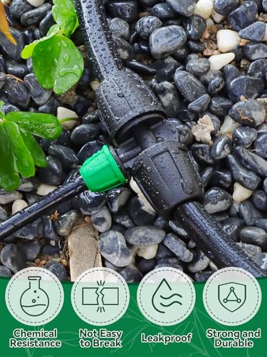 Kalolary 20PCS Locked Barbed Tee Connectors, 5/16" to 1/4" Drip Irrigation Fittings Kit 8/12mm to 4/7mm Tube Lock Female Connector 3-Way Barbed Lock Irrigation Parts for Watering System (Black Green)