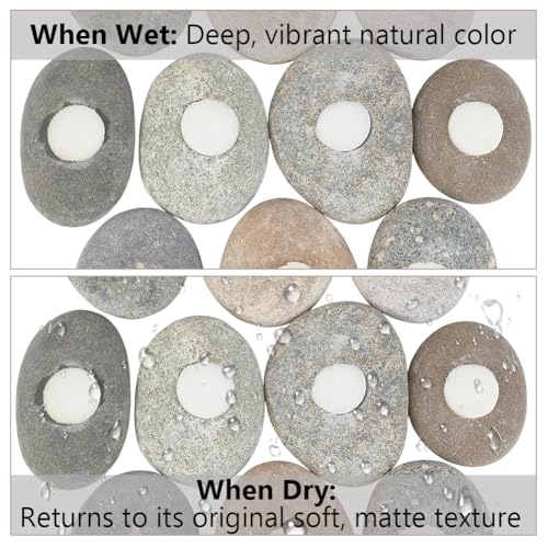 10-Pack River Stone Plant Weights, Natural Aquarium Stone Anchors with 0.89inch Thru Hole, Palm Sized Flat Base, No Float Up for Carpet Plants Shrimp Tank