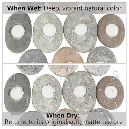 10-Pack River Stone Plant Weights, Natural Aquarium Stone Anchors with 0.89inch Thru Hole, Palm Sized Flat Base, No Float Up for Carpet Plants Shrimp Tank