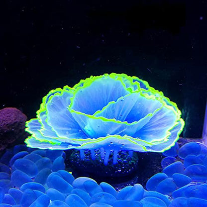 Norgail Aquarium Fish Tank Ornament Glowing Silicone Aquarium Ornaments Artificial Simulation Strip Coral Plant Decorations Landscape (Blue)