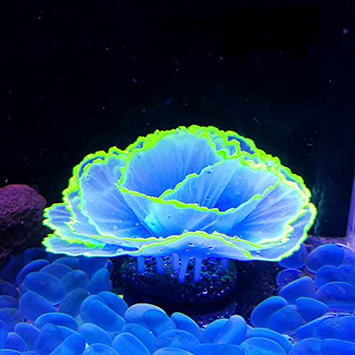 Norgail Aquarium Fish Tank Ornament Glowing Silicone Aquarium Ornaments Artificial Simulation Strip Coral Plant Decorations Landscape (Blue)