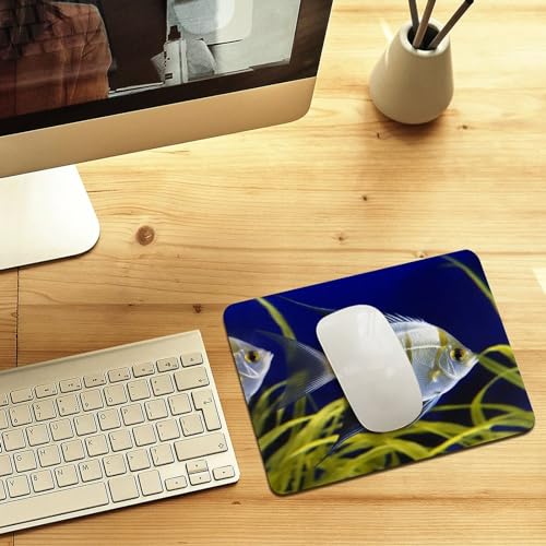 Mousepad Leather Mousemat with Rubber Base Desk Protector Pad for Laptop Aquarium Angelfish Mousemats Computer Desk Mat Non-Slip Desk Pad for Work Office Home 10 X 8 Inches