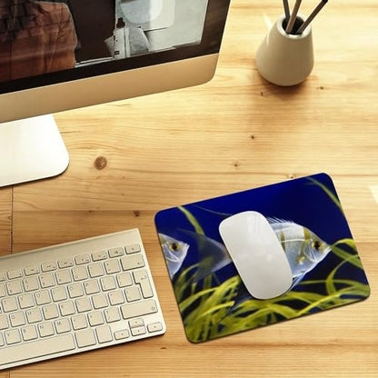 Mousepad Leather Mousemat with Rubber Base Desk Protector Pad for Laptop Aquarium Angelfish Mousemats Computer Desk Mat Non-Slip Desk Pad for Work Office Home 10 X 8 Inches