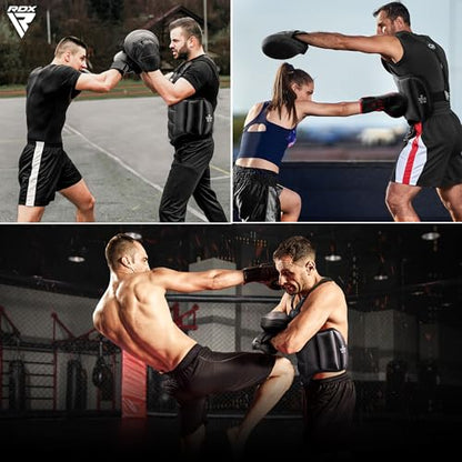 RDX Boxing Body Protector Reversible, Kickboxing MMA Muay Thai Chest Guard, Sparring Training Heavy Punching, Adjustable Shield, Martial Arts Upper Belly Protection Pad, Taekwondo TKD Vest - color: RED, size: XX-Large