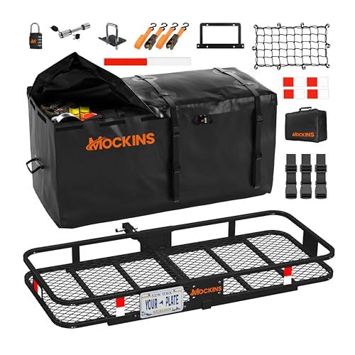 Mockins 60"x24"x6" Heavy Duty Trailer Hitch Cargo Carrier w/ 500 Lbs. Cap - size: Large: 60"x24"x6" (With Bag)