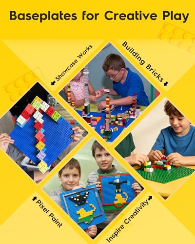 Pokiiulk Classic Baseplates Building Plates-Pack of 10 Large 10" x 10" Building Bricks Compatible with All Major Brands,Perfect STEM Gift for Builders Age 3+,Grey