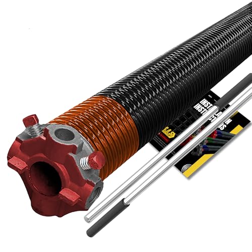 2" Garage Door Torsion Spring Replacement with Non-Slip Winding Bars & Manual, Red Cone for Left Side of Garage Door - Heavy Duty Precision E-Coating 5-Year Warranty Minimum 30,000 Cycles (192x2x24) - color: Red Cone (Left Side), size: 192x2x24