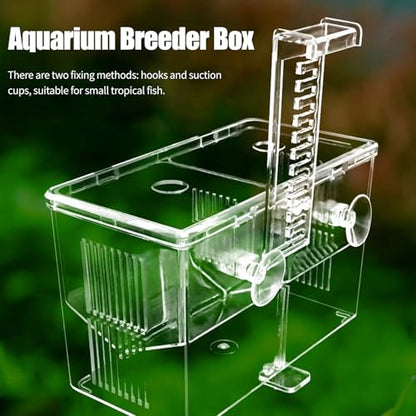 Aquarium Fish Breeding Box,Fish Tank Hatchery Incubator Breeder Box,Fish Separator for Aquarium,Acrylic Hatching Box for Baby Fishes Shrimp Betta Medium Acclimation Isolation (3 Grids)