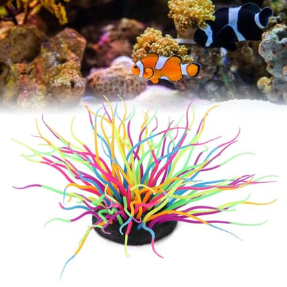 Luminous Silicone Anemone Corals Lifelike Underwater Plant Simulation Glow in The Dark Aquarium Decor for Fish Tank