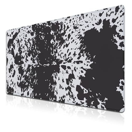 Big Mouse Pads Black Gaming Mousepad Computer Desk Mat Cute Desk Mat Non-Slip Rubber Base Waterproof with Stitched Edges 35.4 X 15.7 for Game Office, Horse Hide Animal Print - color: Horse Hide Animal