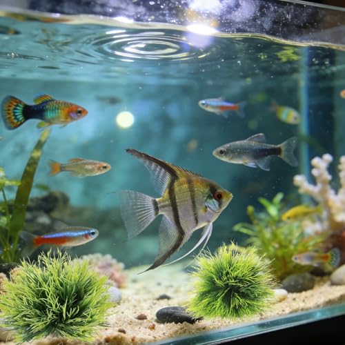 4 Pcs Fish Tank Plants Charming Plastic Aquarium Plants with Weighted Base for Fish Tank Decor Accessories, Green